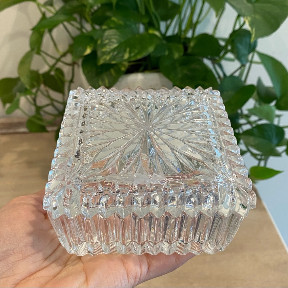 Crystal Glass Square Trinket Jewelry Box